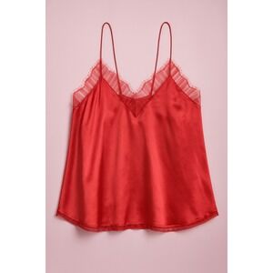 Iro Camisole Red Berwyn Lace Trim Silk Top Size FR 40 / US 8 Holiday Classic